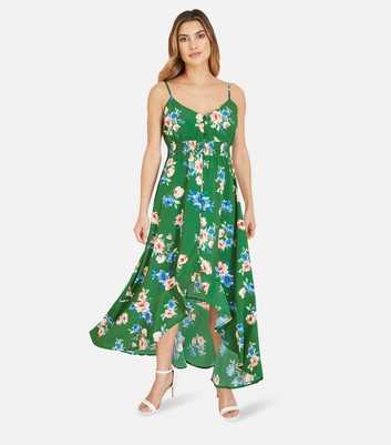 Mela Green Floral Frill Midi Dress
