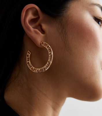 Gold Monogram Cut Out Hoop Earrings