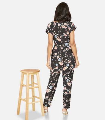 New look black floral jumpsuit clearance