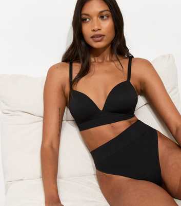 Black Soft-Rib Nonwired Seamless Bra