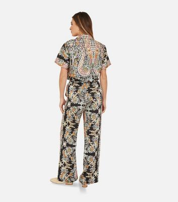 Yumi Black Floral Wide Leg Trousers New Look