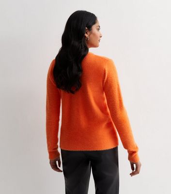 Blue Vanilla Orange Fluffy Knit Crew Neck Jumper | New Look