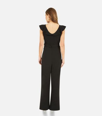 Mela Black Frill Sleeveless Belted Jumpsuit New Look