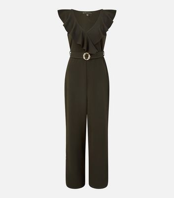Mela Black Frill Sleeveless Belted Jumpsuit New Look