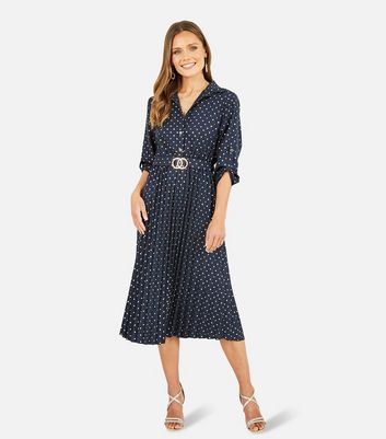 Ladies navy spot dress hotsell