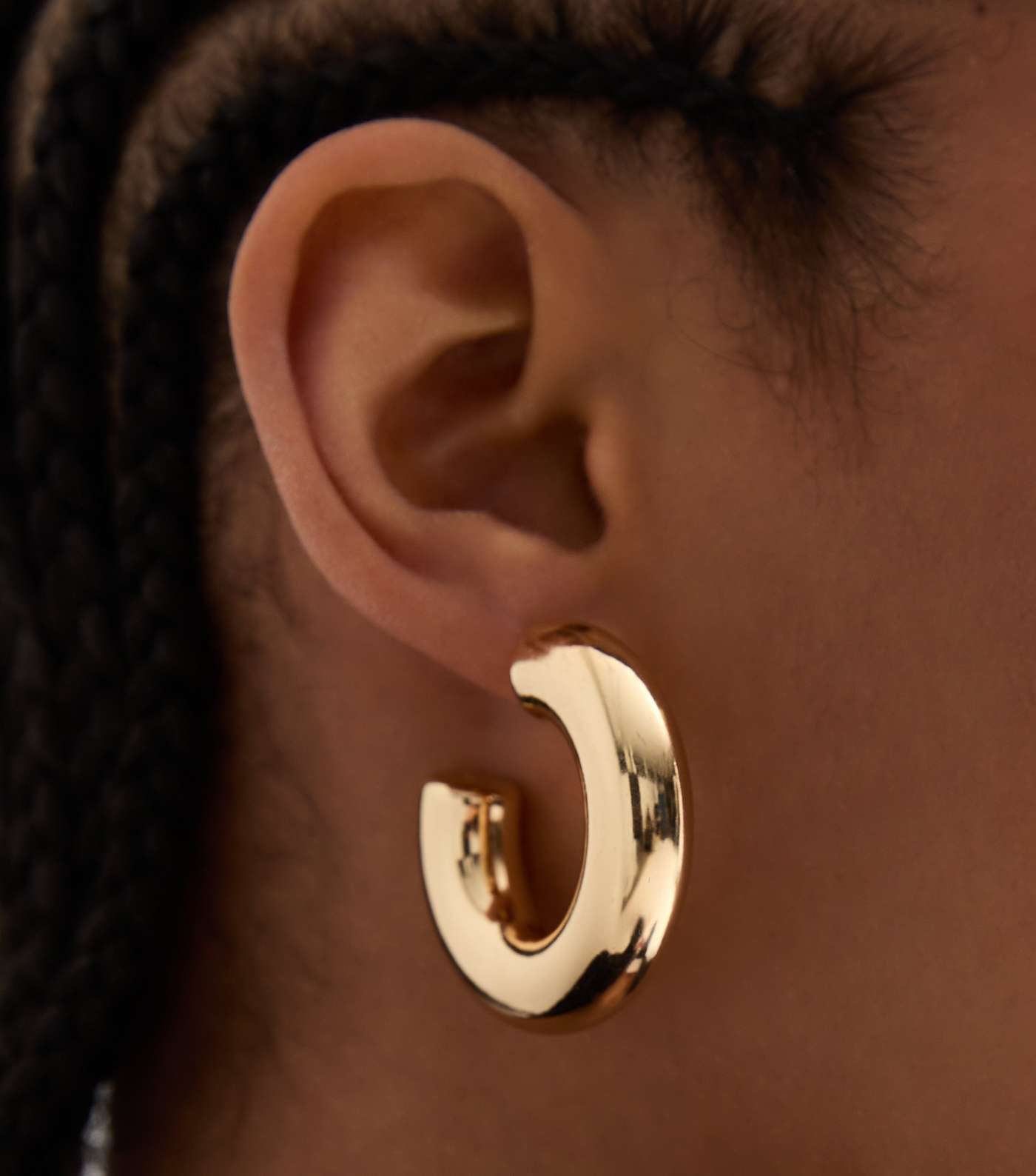 Gold Large Chunky Tube Hoop Earrings