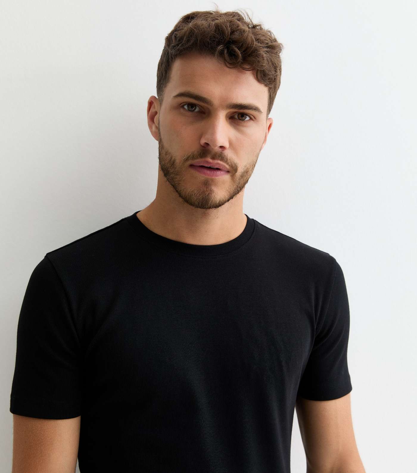 Black Ribbed Muscle Fit T-Shirt