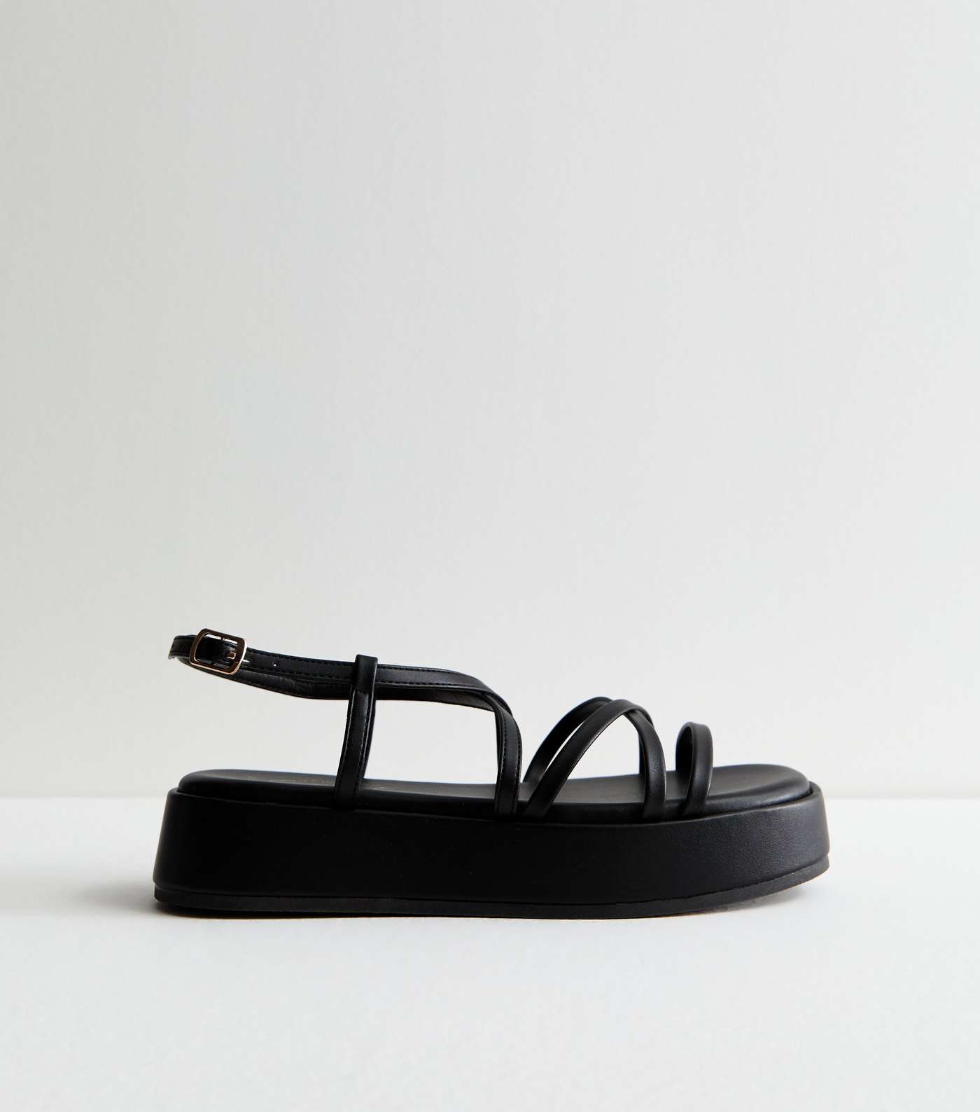 Black Multi Strap Flatform Sandals | New Look
