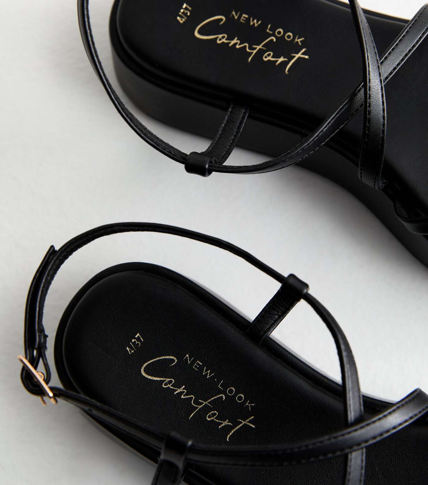 Black Multi Strap Flatform Sandals Image 5