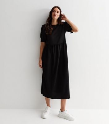 Black midi shop smock dress