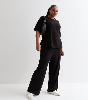 Curve Rib Wide Leg Trousers New Look