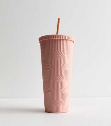 Pink Swirl Pattern 680ML Straw Cup 