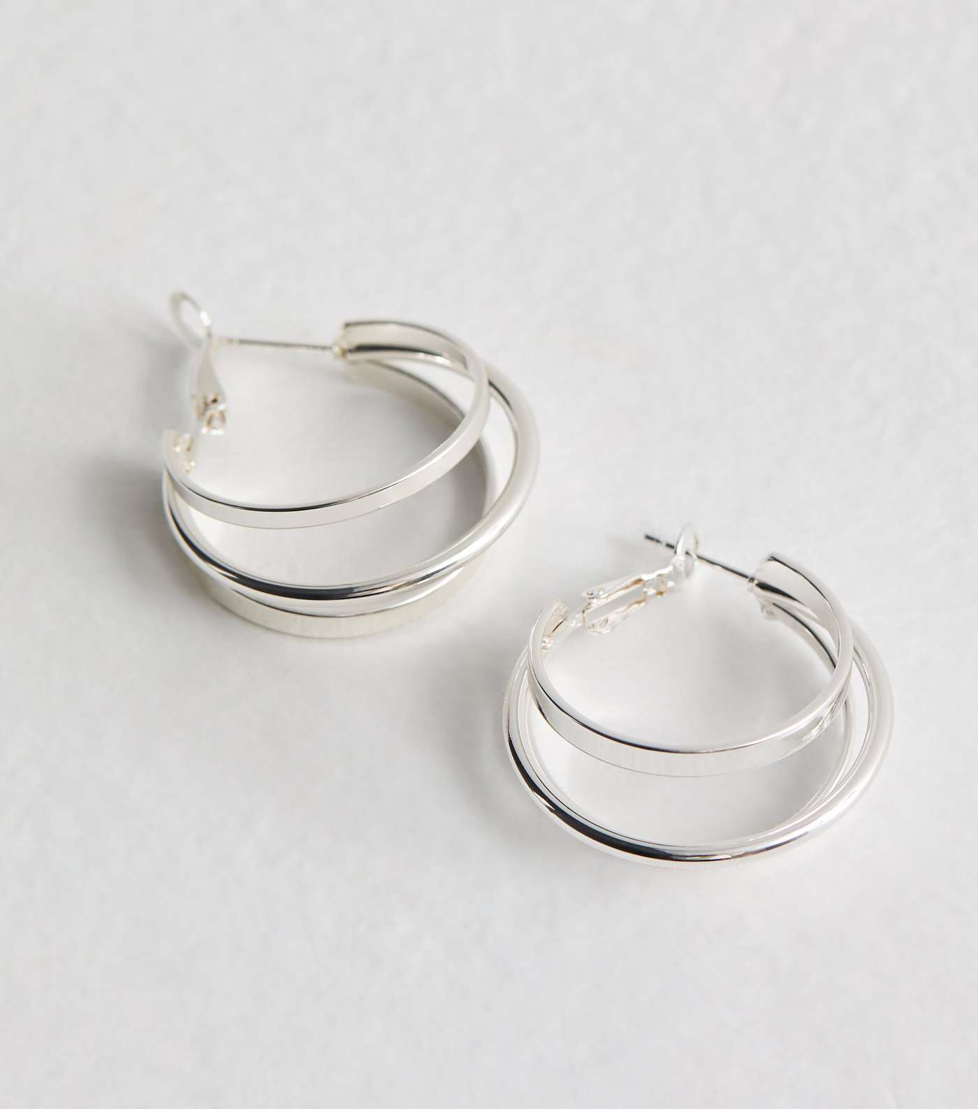 Real Silver Plate Triple Hoop Earrings Image 4