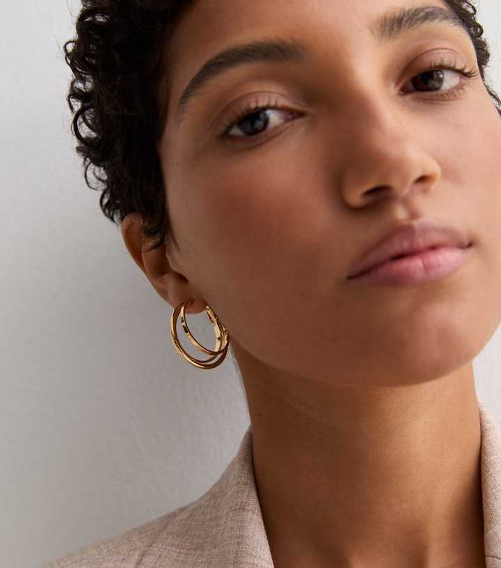 Triple Loop Hoop Earring- Gold Plated & Stainless Steel