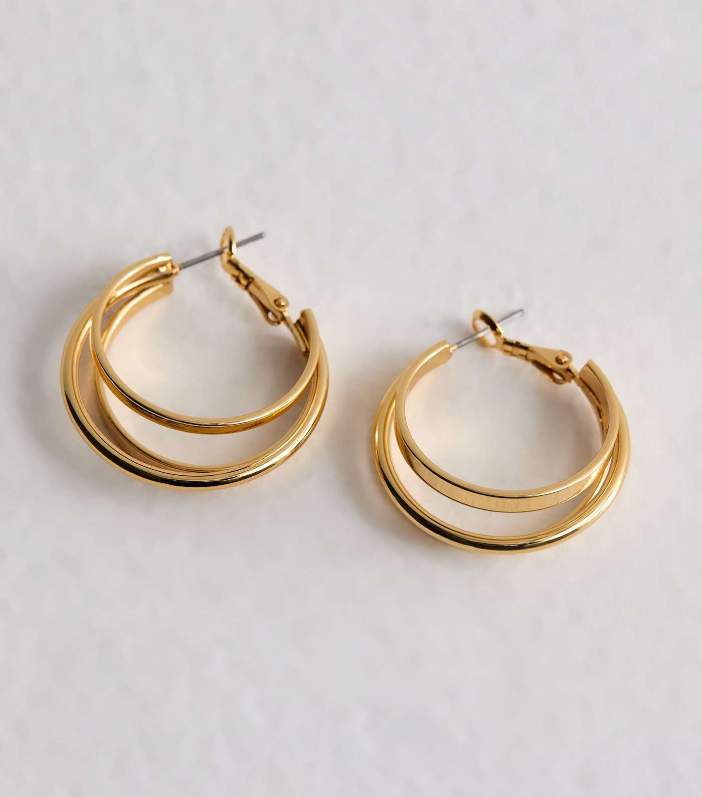 Real Gold Plated Tripe Hoop Earrings Image 5