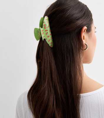 Green Flower Hair Claw Clip 