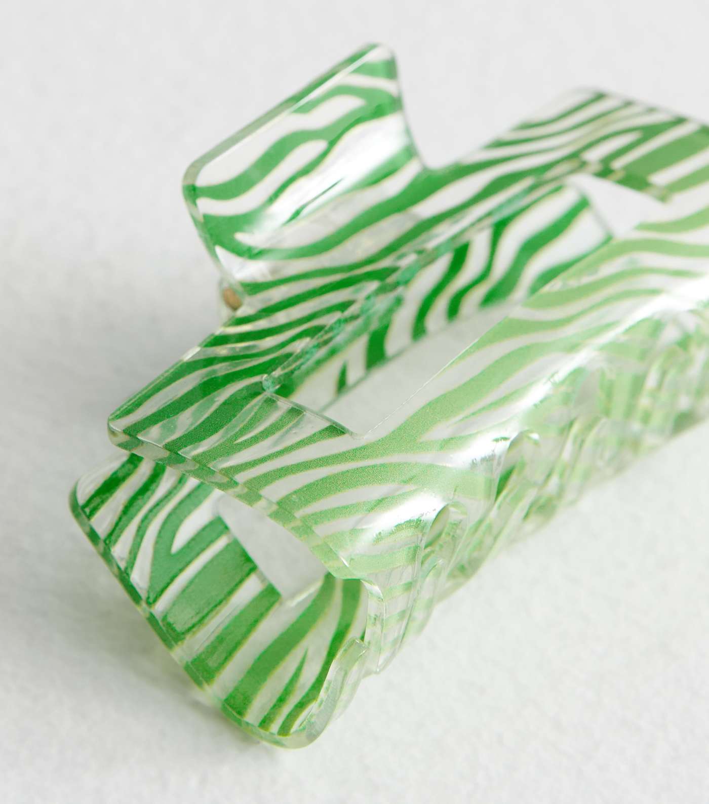 Green Zebra Rectangle Hair Claw Clip Image 2