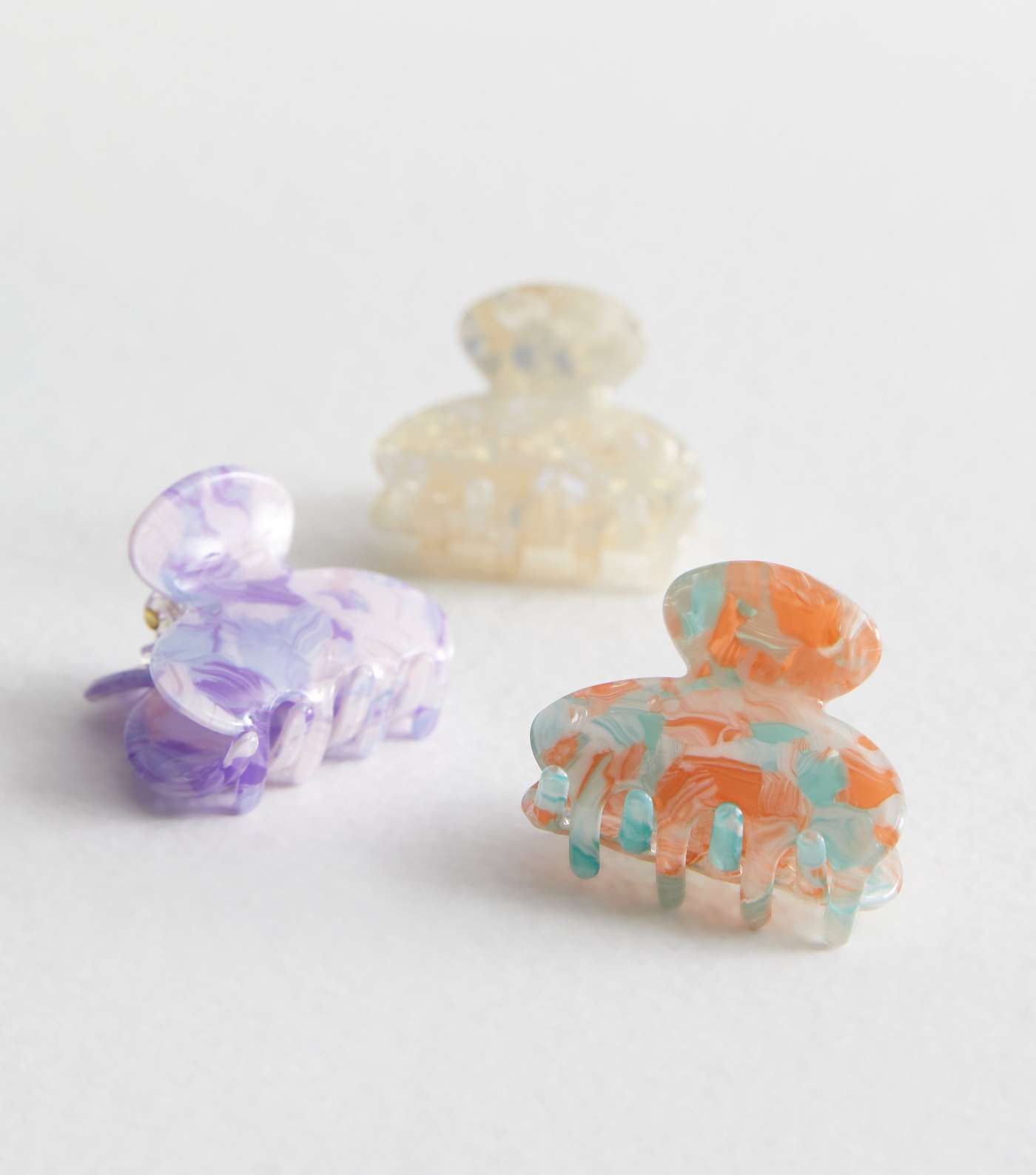 3 Pack Multicoloured Resin Hair Claw Clips Image 2