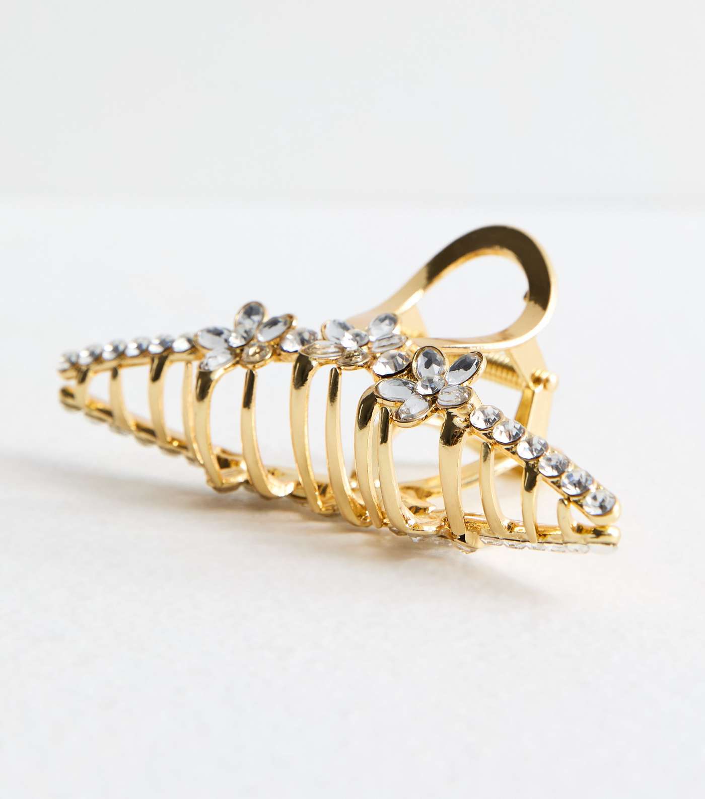 Gold Diamanté Flower Hair Claw Clip Image 2