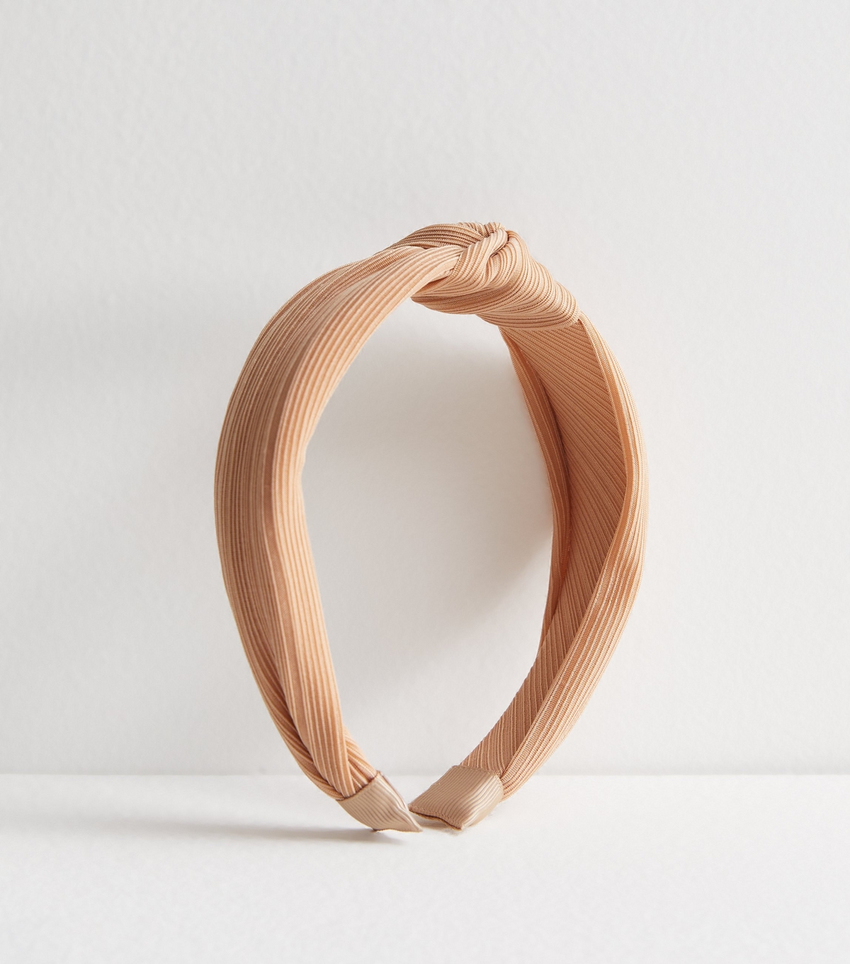 Camel Ribbed Knot Headband New Look