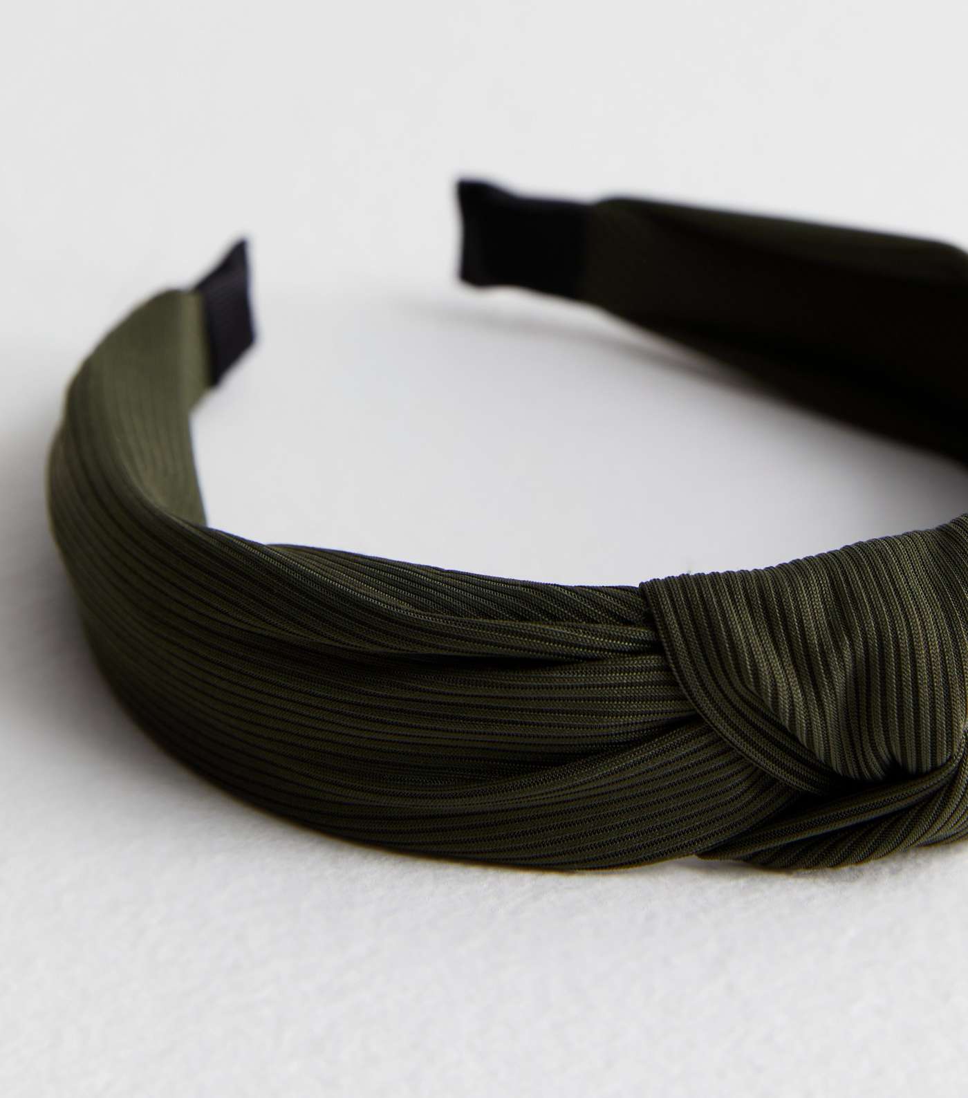Khaki Ribbed Knot Headband Image 2
