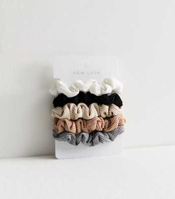 5 Pack Ribbed Hair Scrunchies