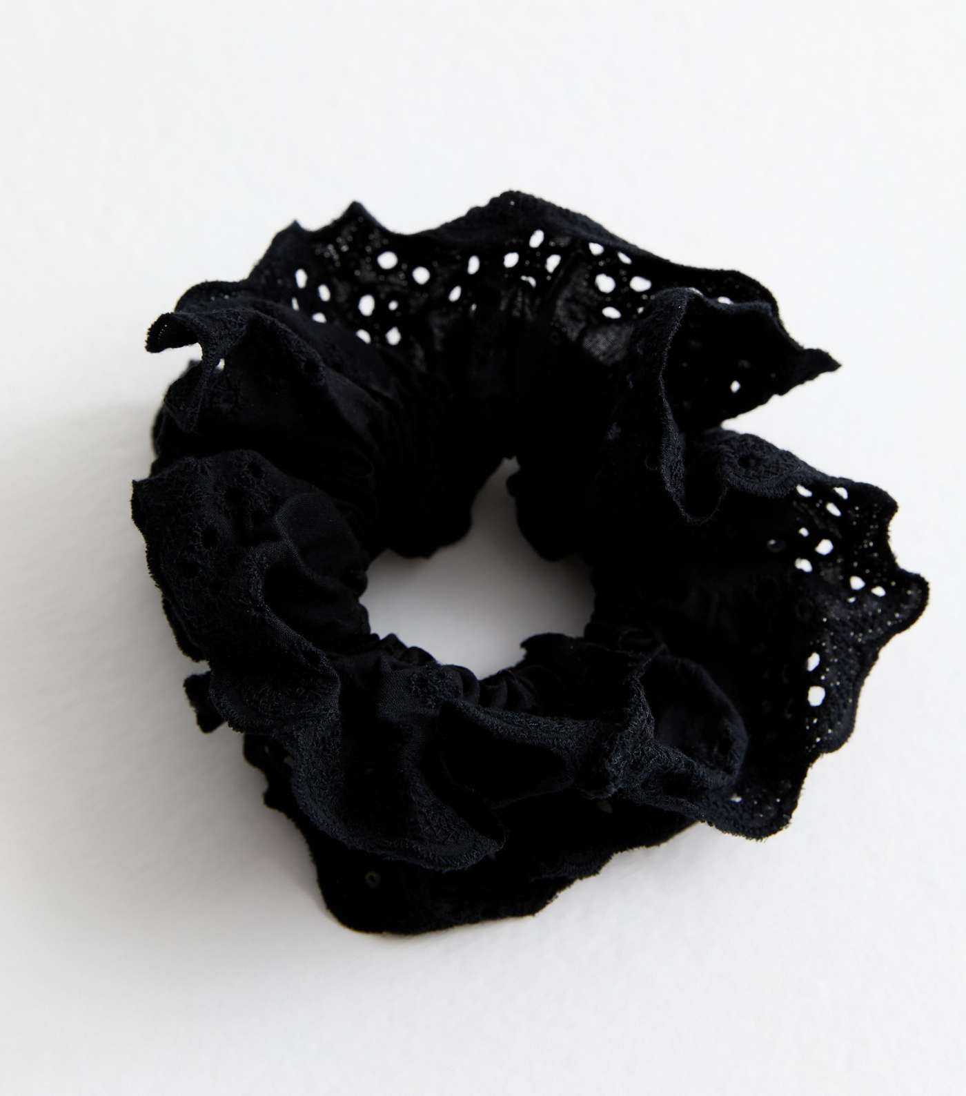 Black Broderie Frill Hair Scrunchie Image 3