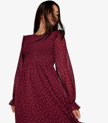 New look tiered midaxi store smock dress in polka dot