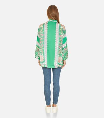 Mela Green Paisley Print Kimono New Look