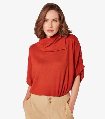 Rust cowl neck clearance sweater