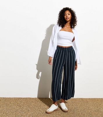 Cropped wide leg linen trousers best sale