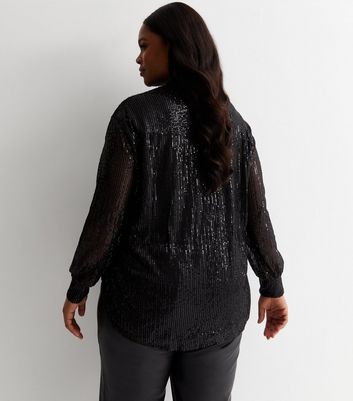 Black sequin plus outlet size tops