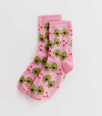 Pink Avocado Hearts Socks