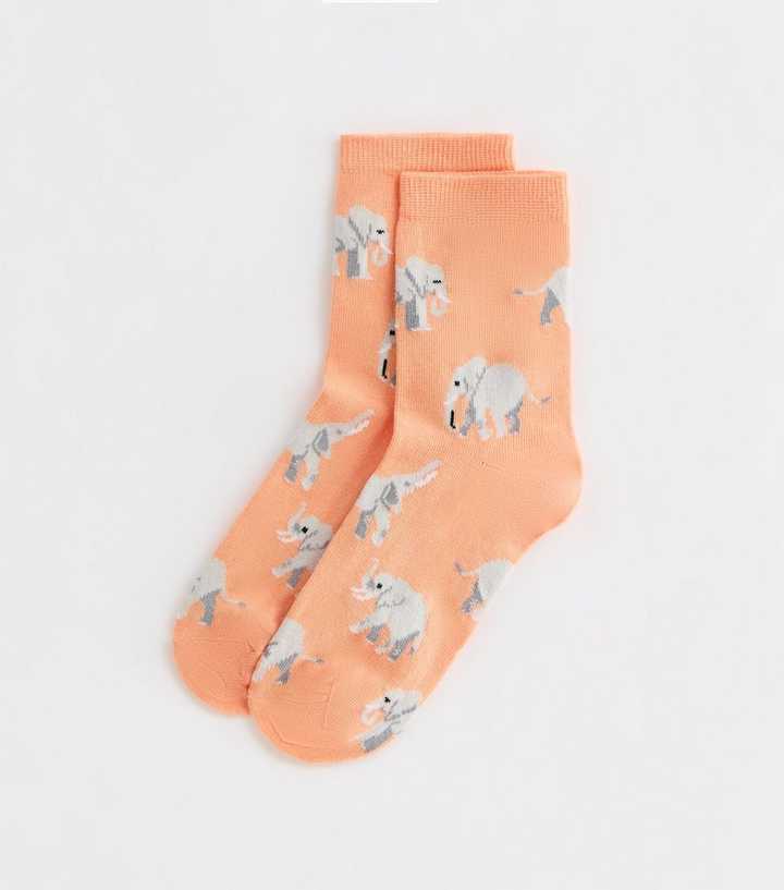 Coral Elephant Tube Socks