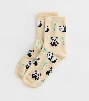 Cream Panda Socks
