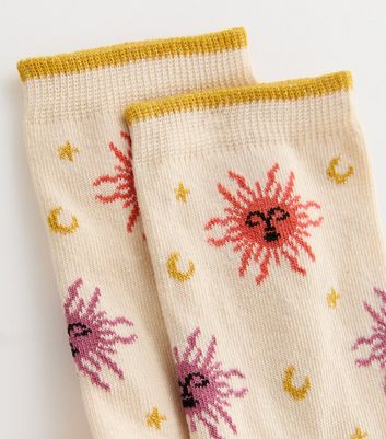 Cream Zodiac Sun Socks New Look