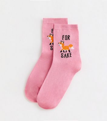 Pink For Fox Sake Tube Socks New Look