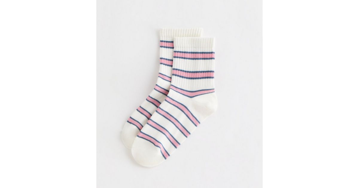 White Stripe Tube Socks New Look