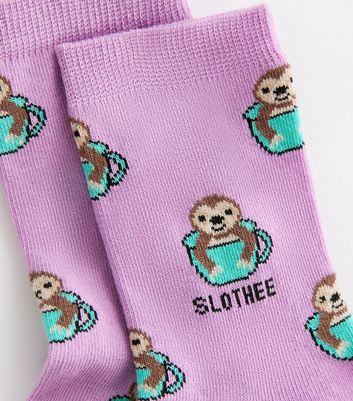 Purple Slothee Tube Socks New Look