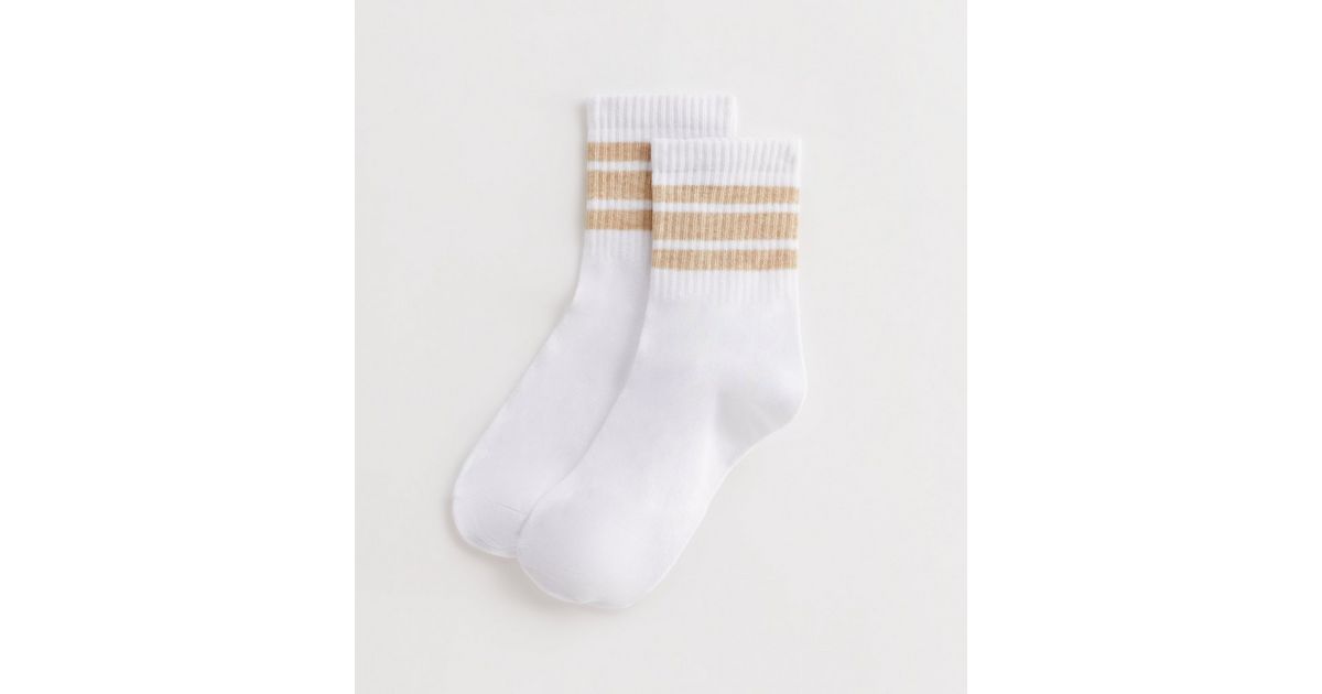 White Stripe Tube Socks New Look