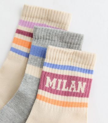 3 Pack Brown Stripe Milan Tube Socks New Look
