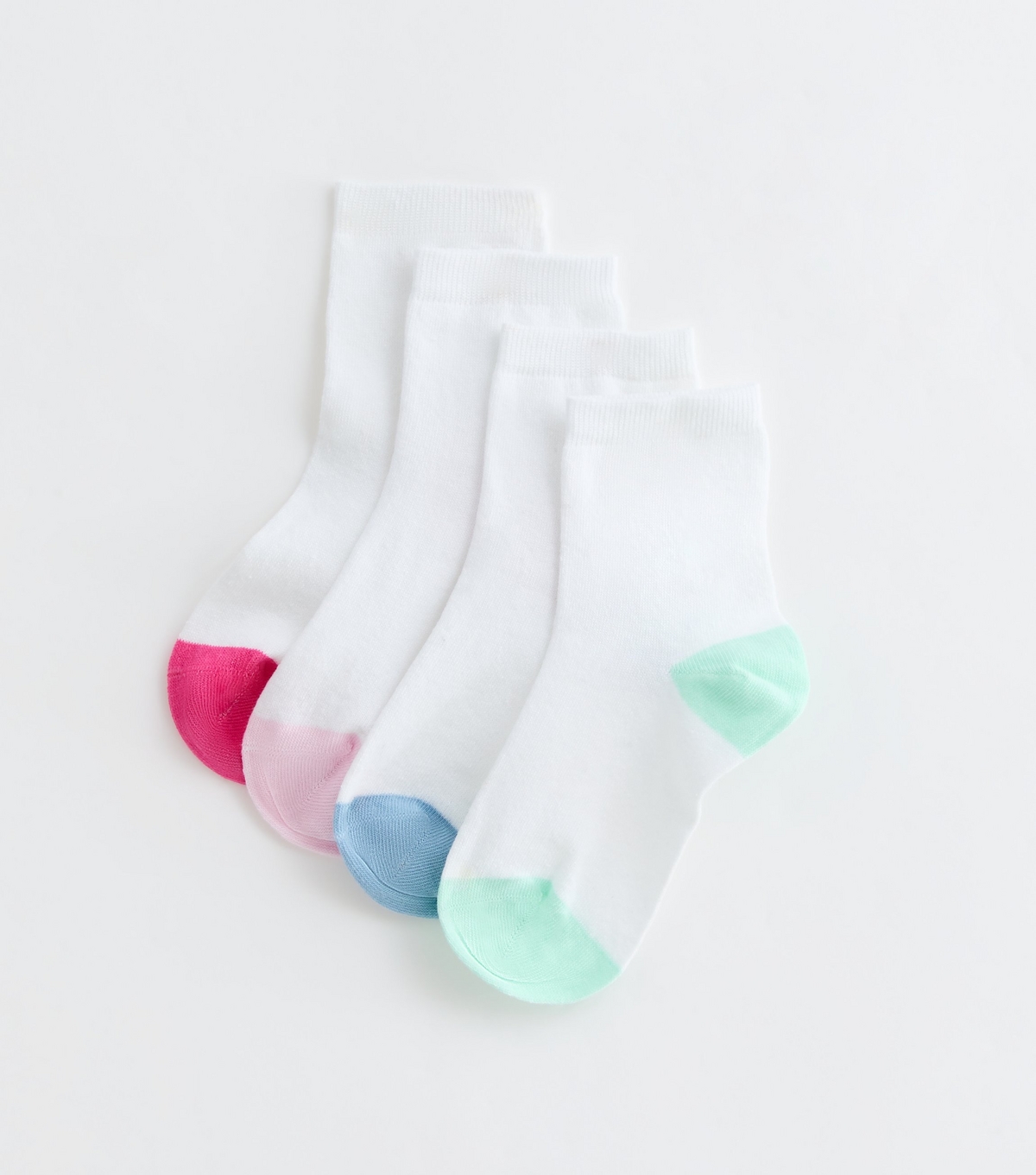 4 Pack White Heel and Toe Socks New Look