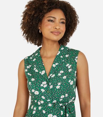 new look green leopard print shirt dress