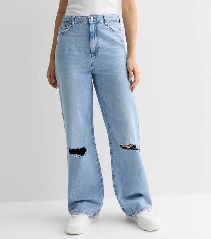 Sky Blue Vintage Distressed Ripped Wide Leg Jeans – KesleyBoutique