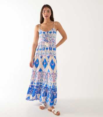 Blue Vanilla Blue Abstract Print Strappy Maxi Dress