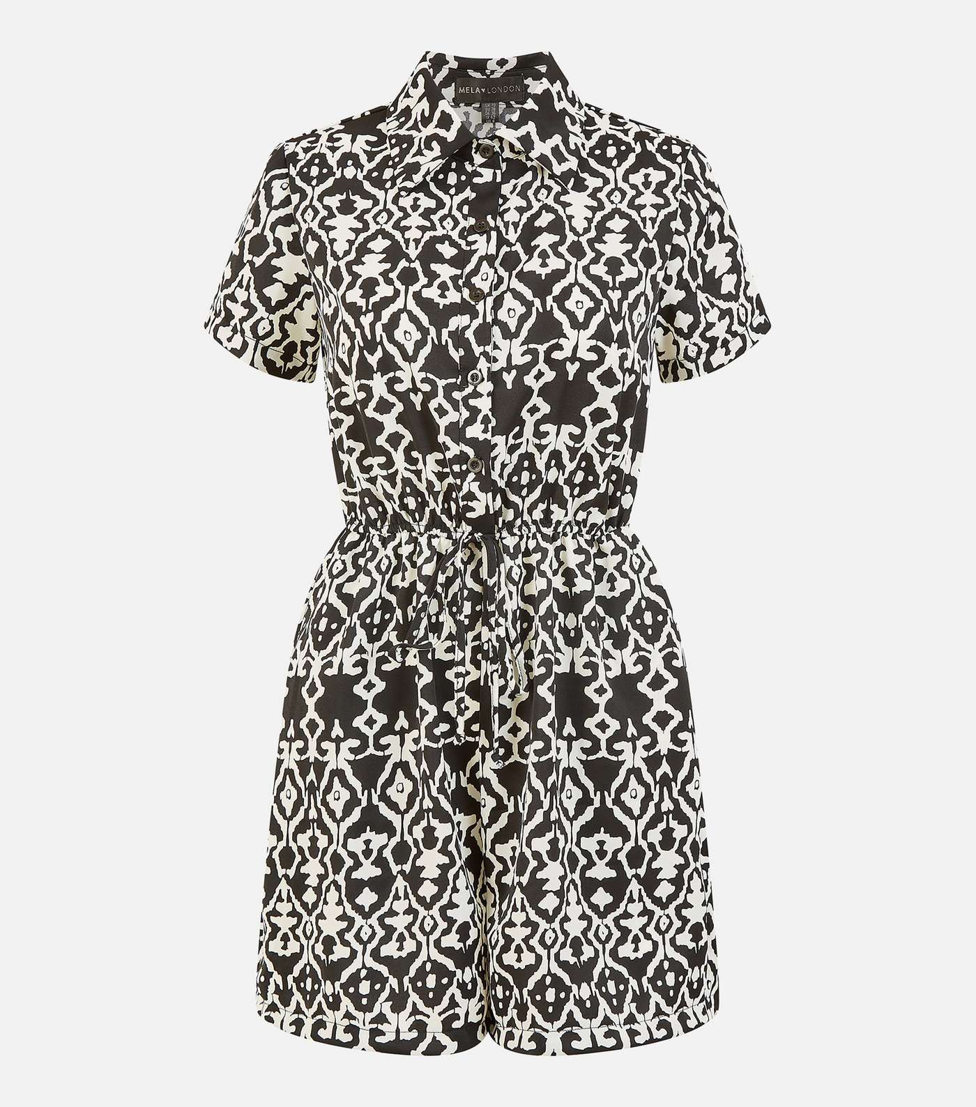 Mela Black Abstract Print Collared Playsuit Image 5