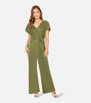 Mela Green V Neck Jumpsuit New Look