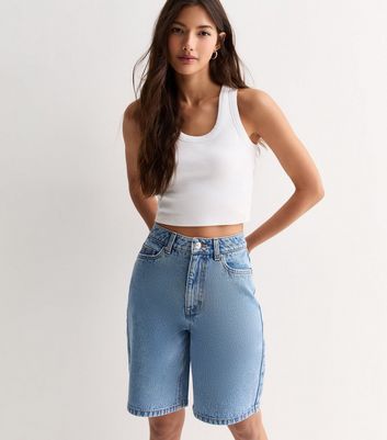 Blue Light Wash Denim Shorts New Look