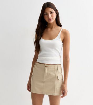 Stone Denim Mini Cargo Skirt New Look