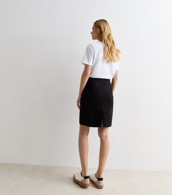 Black cargo skirt top knee length